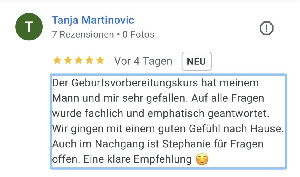 Feedback zu Geburtsvorbereitung Wels Hebamme Stephanie König