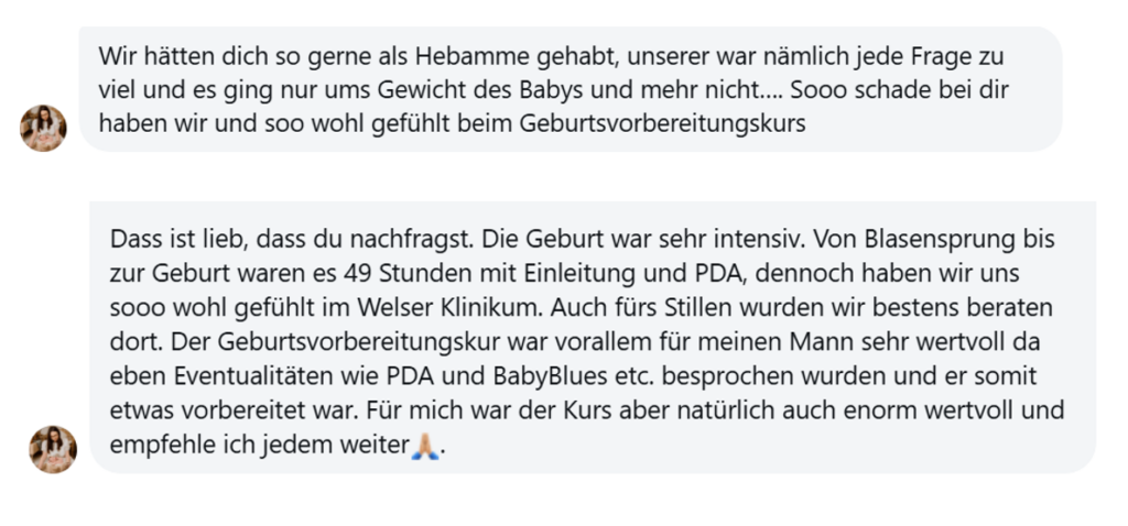 Rezension Geburtsvorbereitungskurs Wels Hebamme